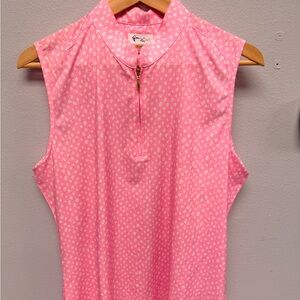 Greg Norman Collection Pink Polka Dot Sleeveless Blouse